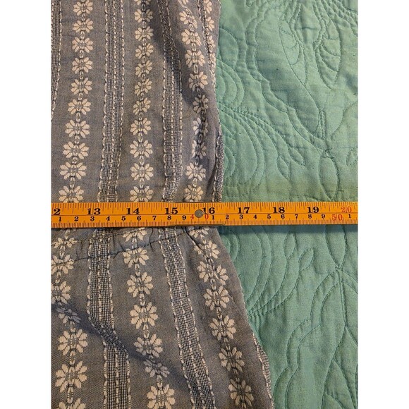 Madewell Womens Size XS Blue Seaglow Chambray Floral Drawstring Tie Neck Romper - Picture 8 of 9